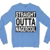 Straight Outta Nagercoil Men/Unisex Long Sleeve T-Shirt in Carolina Blue Color
