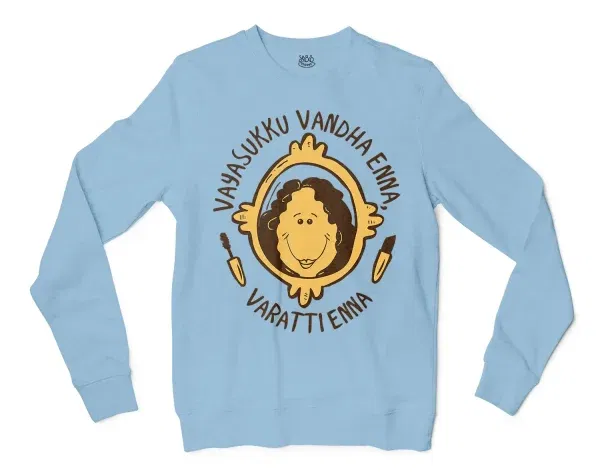 Vayasuku Vantha Enna Varati Enna Men/Unisex Long Sleeve T-Shirt In Light Blue Color