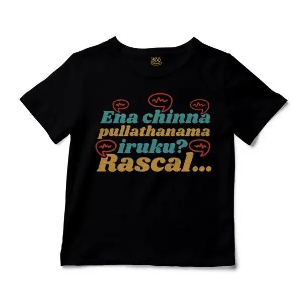 Ena Chinna Pulla Thanama Iruku Rascal Unisex Toddler T-Shirt in Black Color