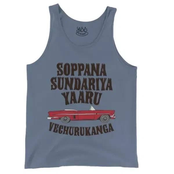 Soppana Sundariya Yaaru Vechurukanga Men/Unisex Tank Top In Blue Jean Color