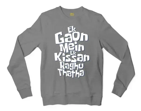 Ek Gaon Mein Ek Kissan Raghu Thatha Men/Unisex Long Sleeve Sweatshirt In Graphite Heather Color