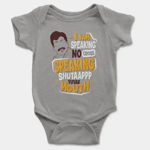 I Yam Speaking No Cross Speaking Short Sleeve Baby Onesie In Heather Color