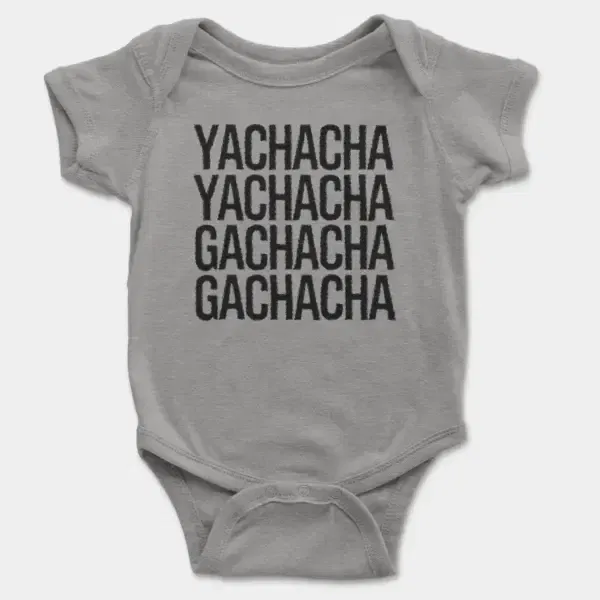 Yachacha Yachacha, Gachacha Gachacha - Black Short Sleeve Baby Onesie In Heather Color