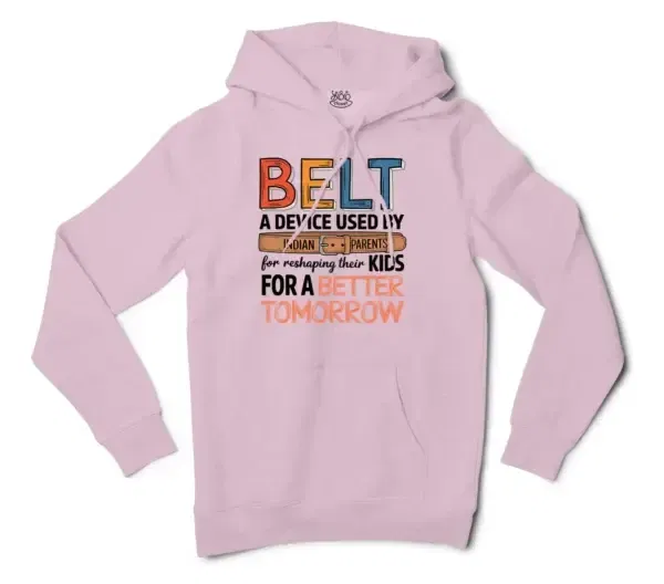 Belt A Device Men/Unisex Hoodie In Light Pink Color