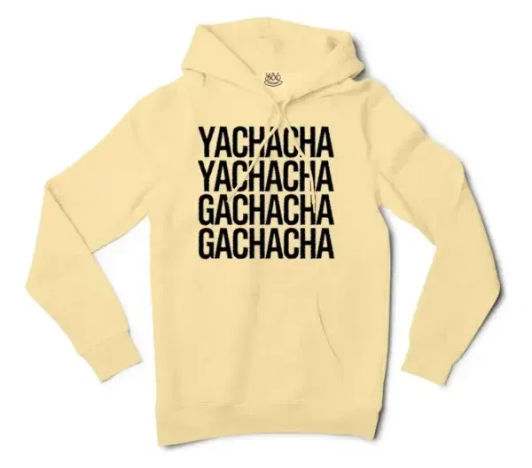 Yachacha Yachacha, Gachacha Gachacha - Black Men/Unisex Hoodie In Light Yellow Color