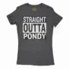 Straight Outta Pondy Women’s T-Shirt in Solid Black Color