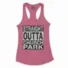 Straight Outta Church Park Women's Racerback Tank in Solid Hot Pink Color