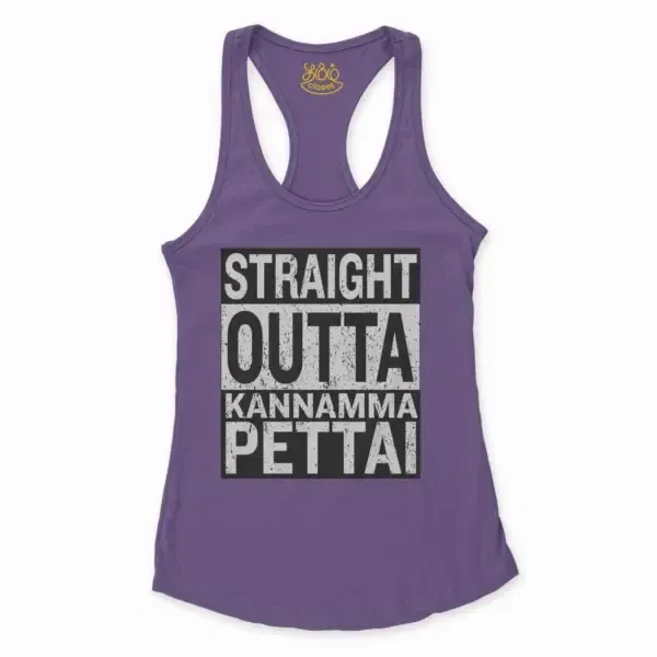 Straight Outta Kannamma Pettai Women'S Racerback Tank In Solid Purple Rush Color