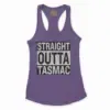 Straight Outta Tasmac Women's Racerback Tank in Solid Purple Rush Color