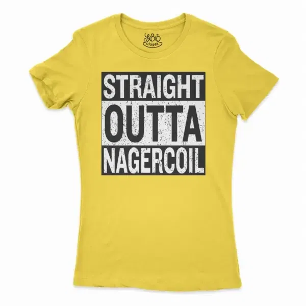 Straight Outta Nagercoil Women’s T-Shirt In Solid Vibrant Yellow Color