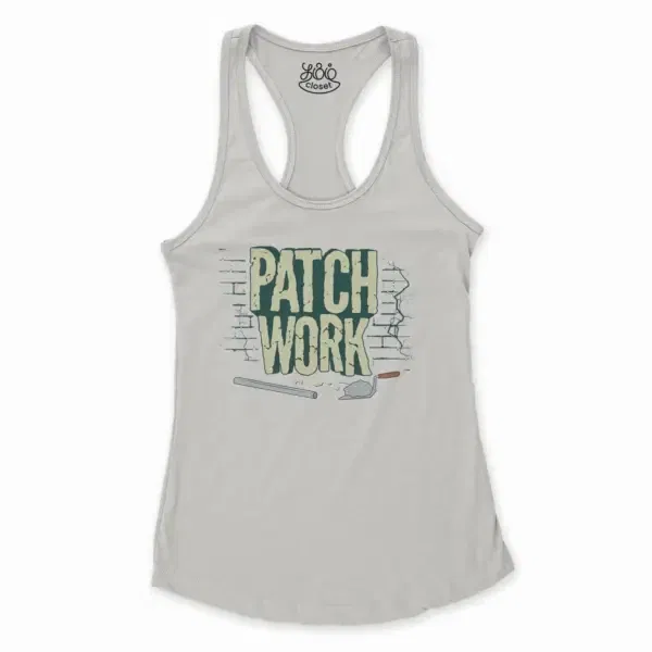 Patch Work Women'S Racerback Tank In Solid White Color
