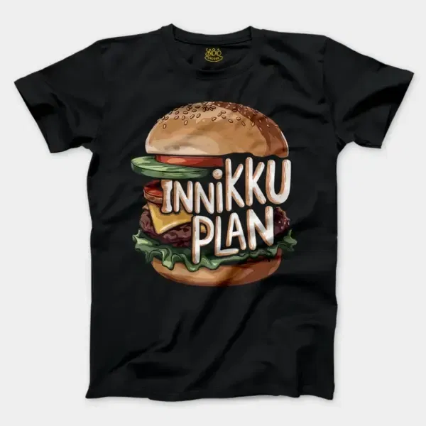 Innikki Plan - Burger Men/Unisex T-Shirt In Black Color