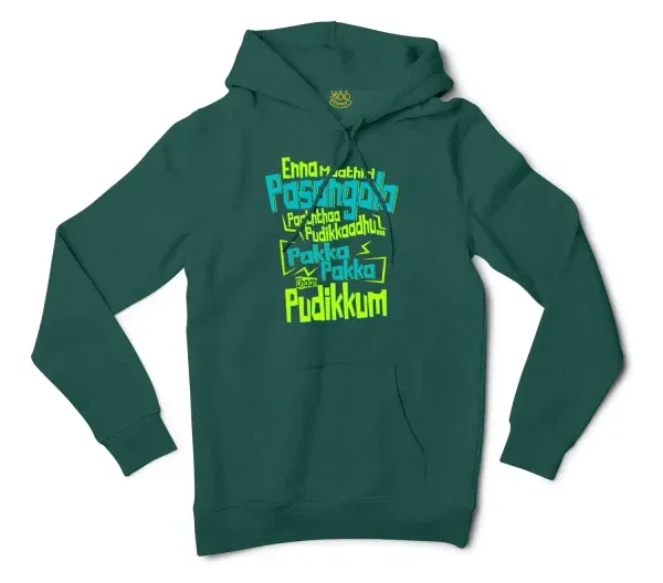 Enna Madri Pasangala Paaththa Pudikkaadhu Men/Unisex Hoodie In Alpine Green Color