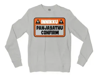 Innikku Panjayathu Confirm Men/Unisex Long Sleeve Sweatshirt in Ash Color