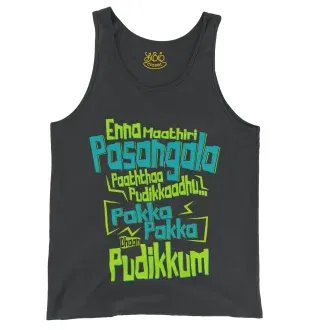 Enna Madri Pasangala Paaththa Pudikkaadhu Men/Unisex Tank Top in Black Color
