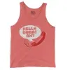 Hello Dubai Ah? Men/Unisex Tank Top in Bright Salmon Color