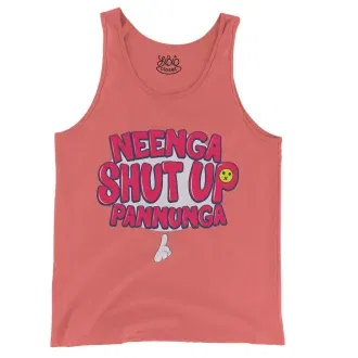 Neenga Shut Up Pannunga Men/Unisex Tank Top in Bright Salmon Color