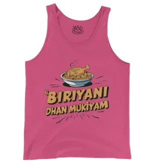 Biriyani Dhan Mukiyam Men/Unisex Tank Top in Crunchberry Color