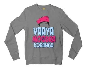 Vaaya Moodra Korangu Men/Unisex Long Sleeve Sweatshirt in Graphite Heather Color