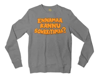Ennamaa Kannu Sowkkiyamaa Men/Unisex Long Sleeve Sweatshirt in Graphite Heather Color