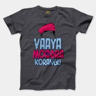 Vaaya Moodra Korangu Men/Unisex T-Shirt in Heather Dark Grey Color