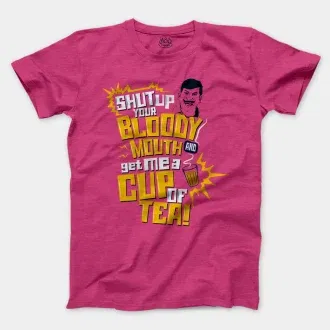 Shut Up Your Bloody Mouth Men/Unisex T-Shirt in Heather Heliconia Color