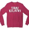 Thai Kilaivi Men/Unisex Long Sleeve Sweatshirt in Heather Sport Dark Maroon Color