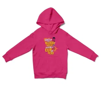 Shut Up Your Bloody Mouth Unisex Youth Hoodie in Heliconia Color