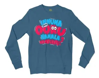 Innuma Indha Ooru Namala Nambudhu Men/Unisex Long Sleeve T-Shirt in Indigo Blue Color