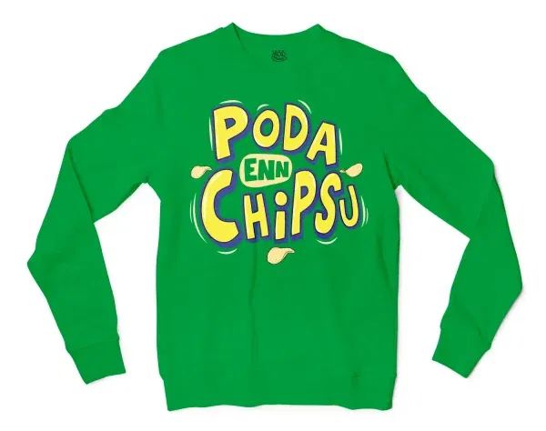 Poda En Chipsu Men/Unisex Long Sleeve Sweatshirt In Irish Green Color