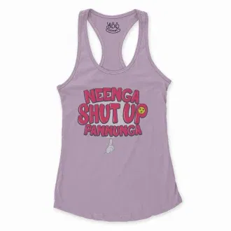 Neenga Shut Up Pannunga Women's Racerback Tank in Lilac Color