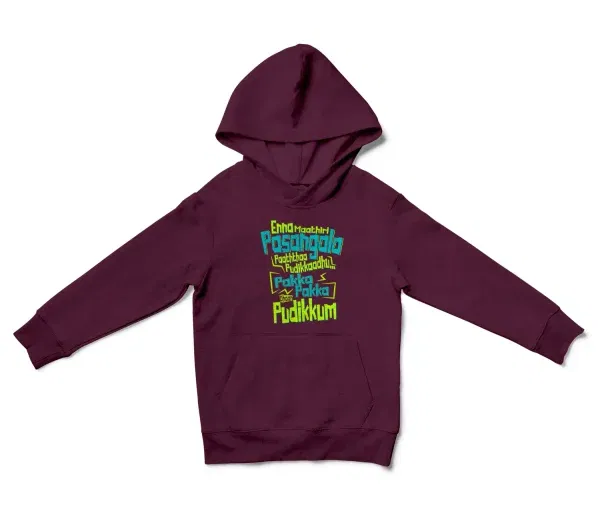 Enna Madri Pasangala Paaththa Pudikkaadhu Unisex Youth Hoodie In Maroon Color