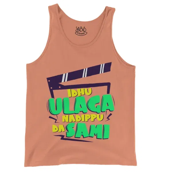 Idhu Ulaga Nadipu Da Sami Men/Unisex Tank Top In Melon Color