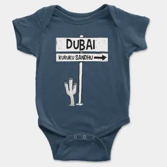 Dubai Kuruku Sandhu Short Sleeve Baby Onesie in Navy Color
