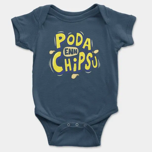 Poda En Chipsu Short Sleeve Baby Onesie In Navy Color