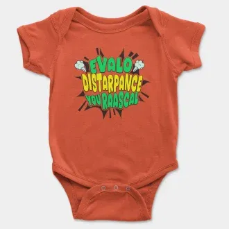 Evalo Distarpance You Raascal Short Sleeve Baby Onesie in Orange Color
