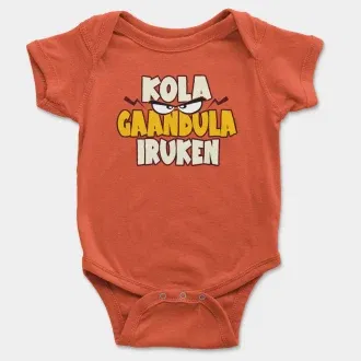 Kola Gaandula Iruken Short Sleeve Baby Onesie in Orange Color