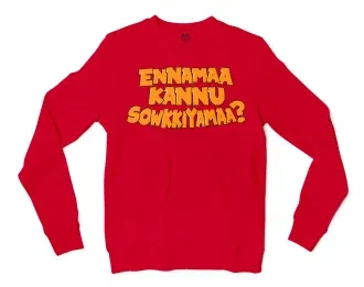 Ennamaa Kannu Sowkkiyamaa Men/Unisex Long Sleeve T-Shirt in Red Color