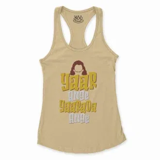 Yaar Ange Yaarada Ange Women's Racerback Tank in Solid Banana Cream Color