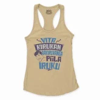 Vita Kirukan Aakiruvanga Pola Iruku Women's Racerback Tank in Solid Banana Cream Color