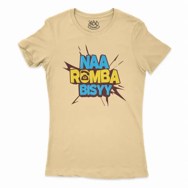 Naa Romba Bisyy Women'S T-Shirt In Solid Banana Cream Color
