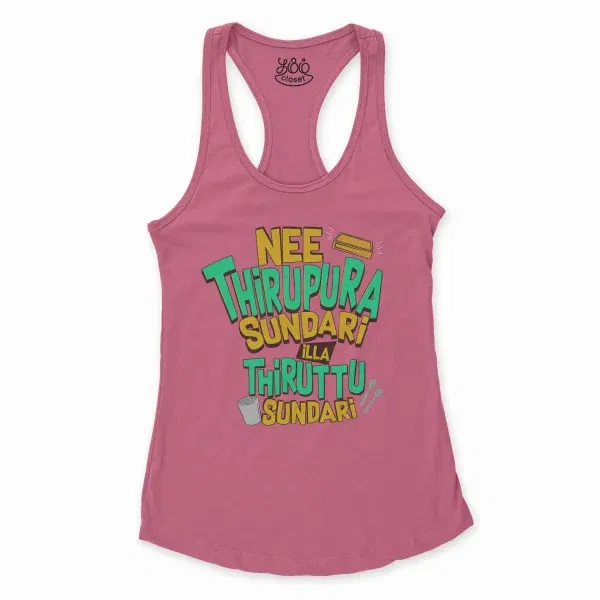Nee Thirupura Sundari Illa Thiruttu Sundari Women'S Racerback Tank In Solid Hot Pink Color
