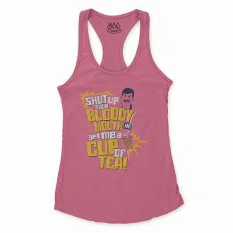 Shut Up Your Bloody Mouth Women's Racerback Tank in Solid Hot Pink Color