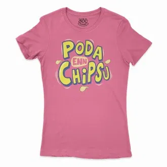 Poda En Chipsu Women's T-Shirt in Solid Hot Pink Color