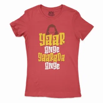 Yaar Ange Yaarada Ange Women's T-Shirt in Solid Red Color