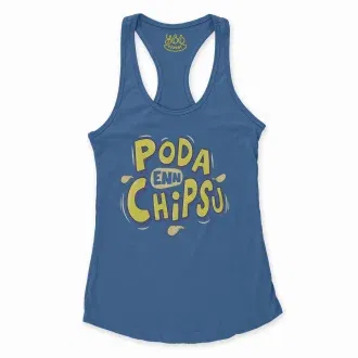 Poda En Chipsu Women's Racerback Tank in Solid Royal Color
