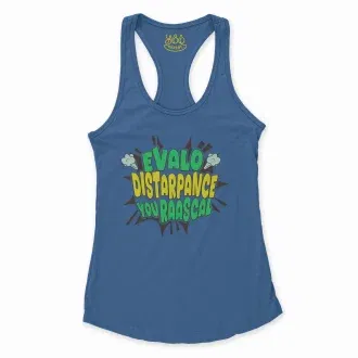 Evalo Distarpance You Raascal Women's Racerback Tank in Solid Royal Color