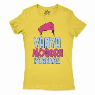Vaaya Moodra Korangu Women's T-Shirt in Solid Vibrant Yellow Color