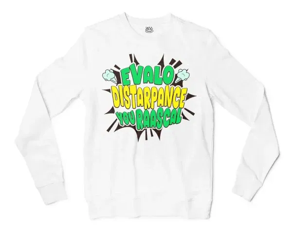 Evalo Distarpance You Raascal Men/Unisex Long Sleeve Sweatshirt In White Color