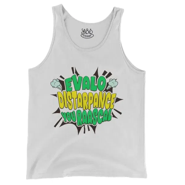 Evalo Distarpance You Raascal Men/Unisex Tank Top In White Color